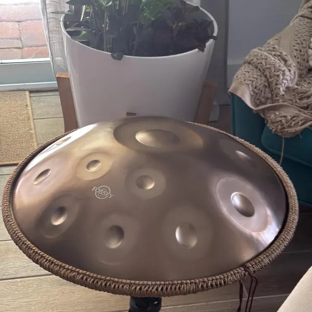 Gold Handpan, 14 Notes, 440hz or 432hz, D Kurd, Stainless Steel