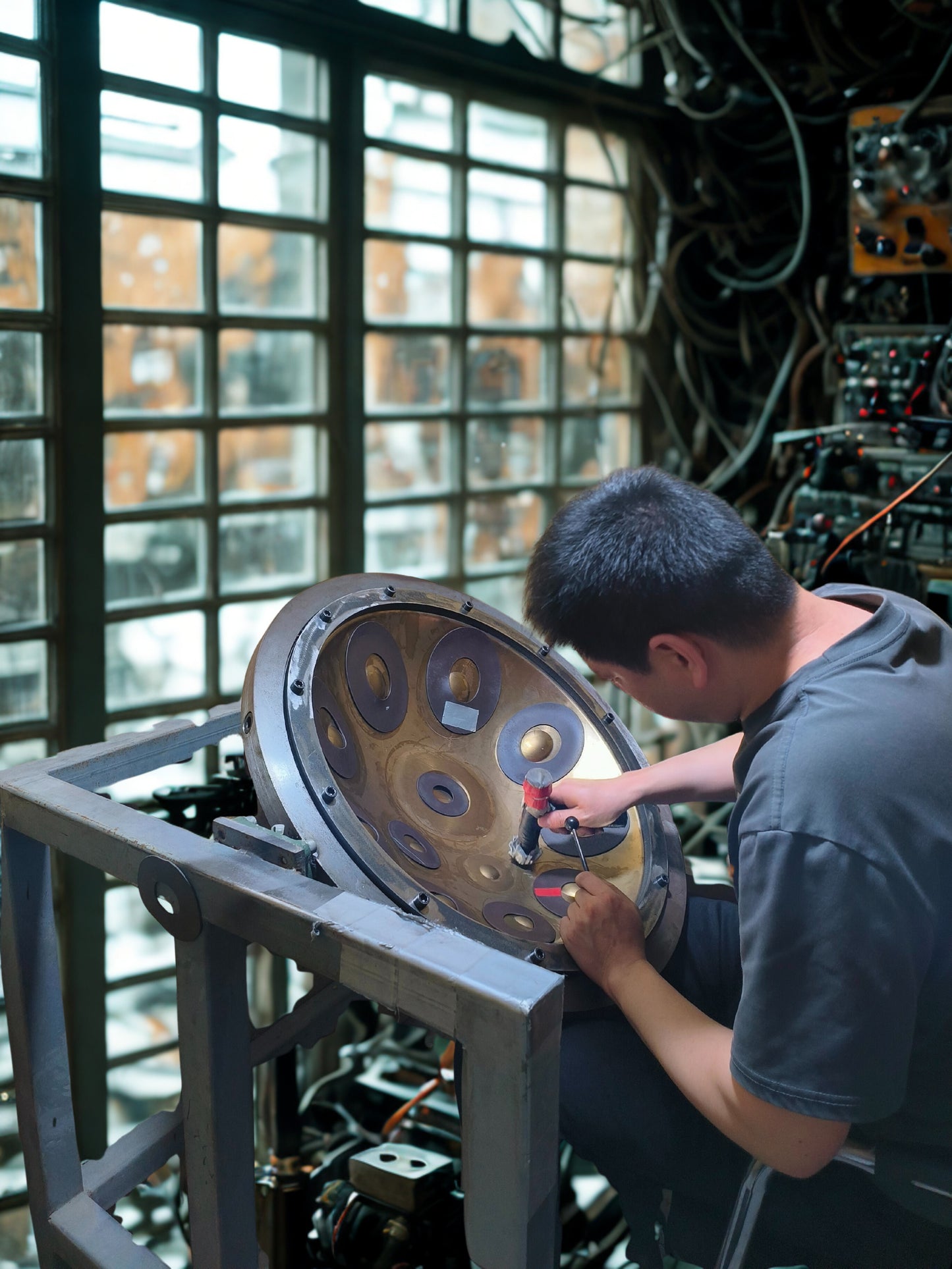 BLACK 10 notes Handpan D Kurd 440 Hz 22' Stainless Steel 1.1 thick, Hand-Tuned ... Fossey Handpan