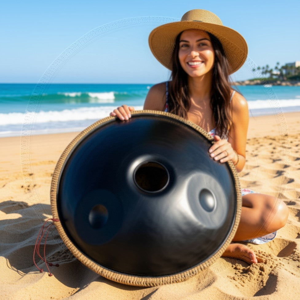 Black Yantra Fossey Handpan, 14-Note D Kurd, 432Hz or 440hz