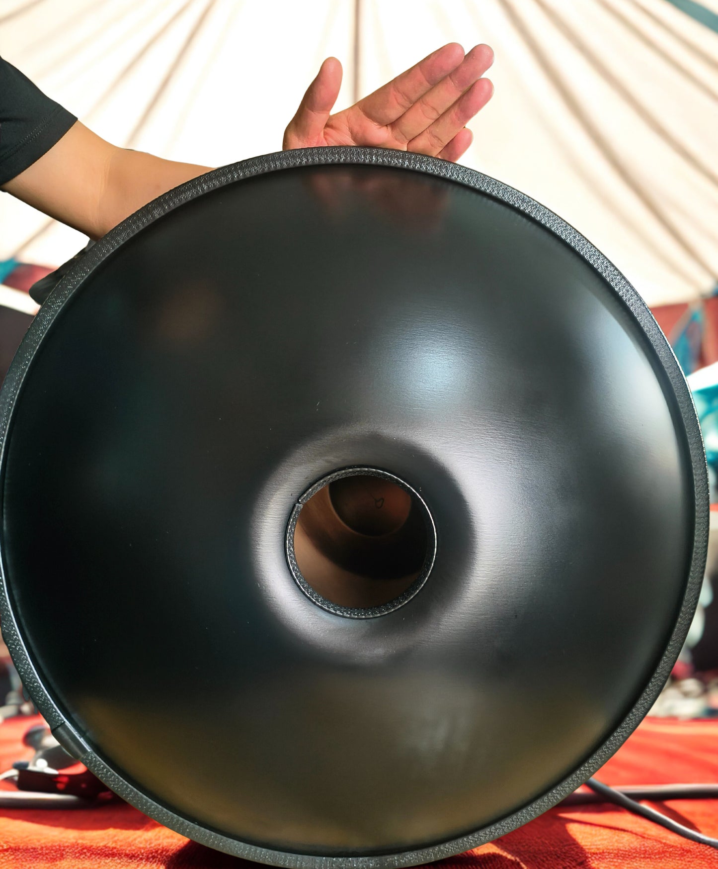 BLACK 10 notes Handpan D Kurd 440 Hz 22' Stainless Steel 1.1 thick, Hand-Tuned ... Fossey Handpan