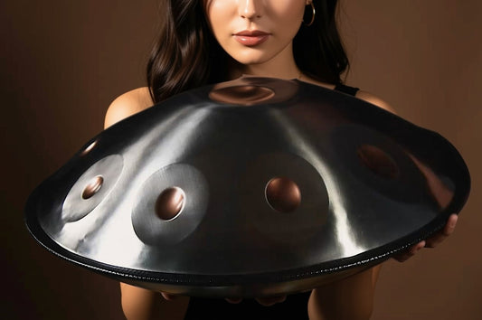Silver Shine Golden Eye Handpan, D Kurd 14-Note | 440 or 432Hz - Handcrafted and Tuned