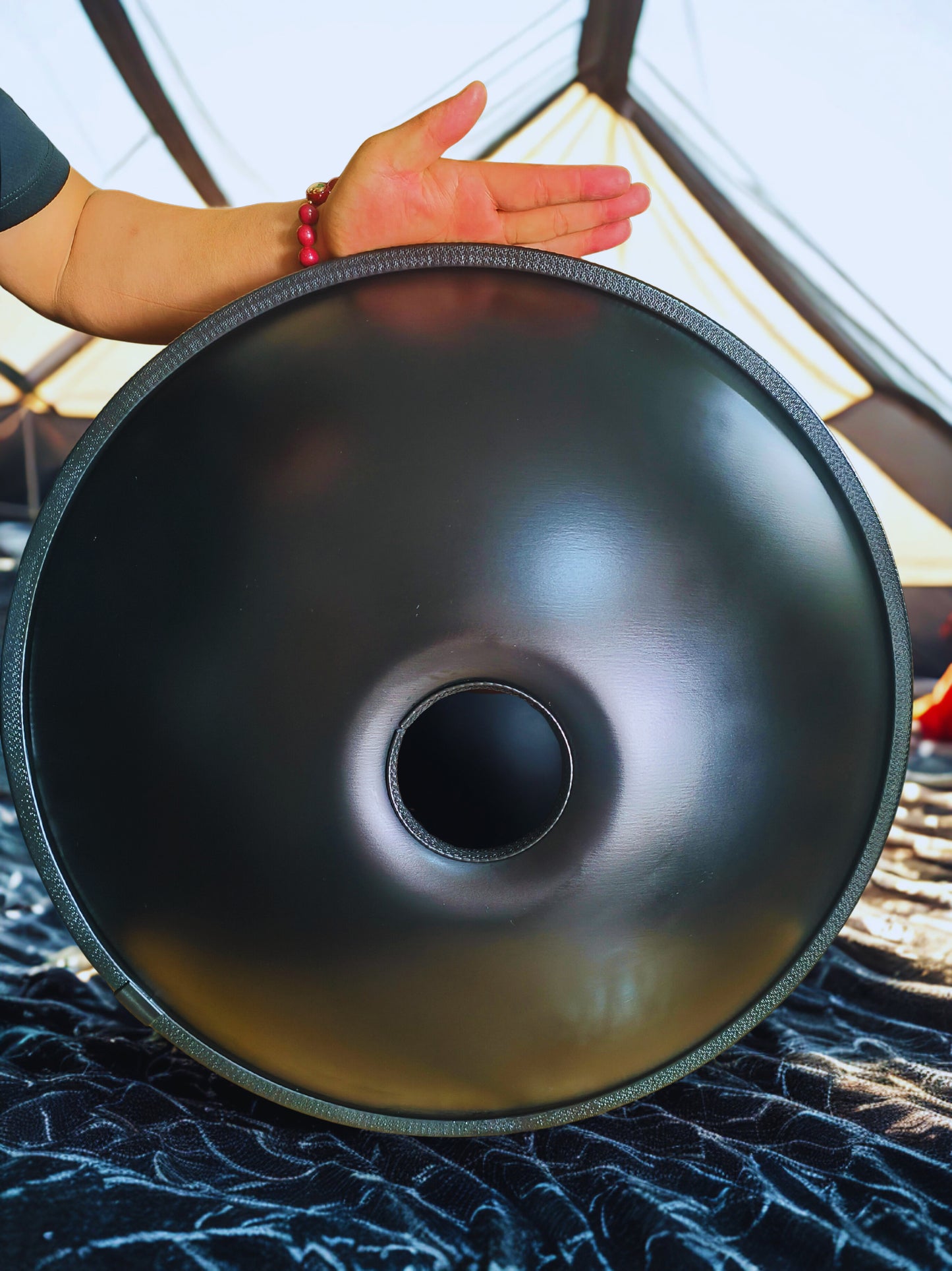 Black Yantra Fossey Handpan, 12-Note D Kurd, 440Hz