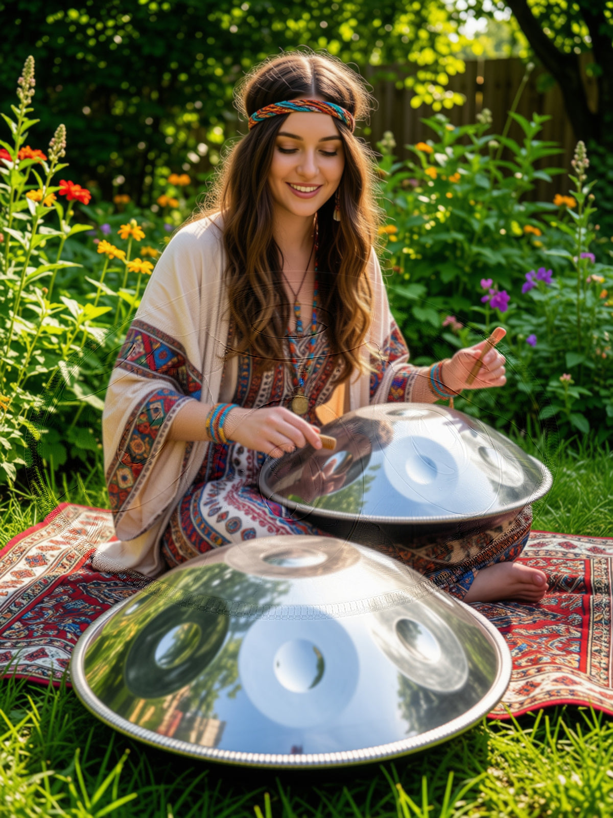 GOLD Standard 9 notes Handpan D Kurd 440 Hz 22' Stainless Steel, Hand-Tuned ... Fossey Handpan