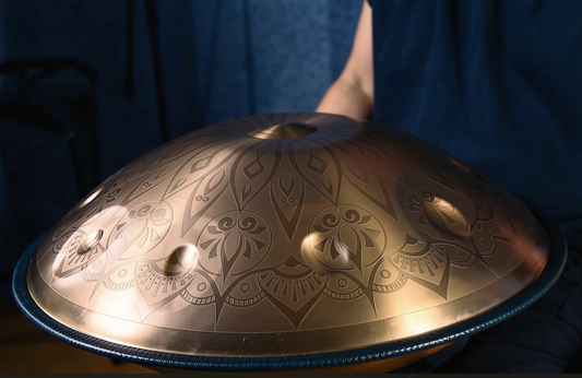 Gold Lotus Flower Handpan, D Kurd 12-Note | 440 or 432Hz - Free International Delivery