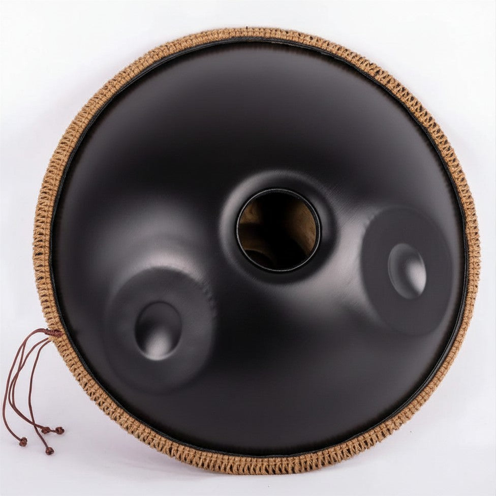 Black Yantra Handpan, 14 Notes, 440hz or 432hz, D Kurd, Stainless Steel