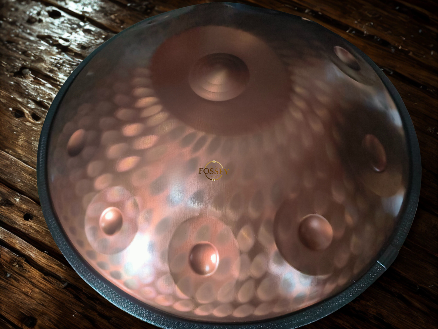 Beautiful Copper Engraved Fossey handpan 440hz Stainless Steel 10-notes D kurd from Handpansounds.com