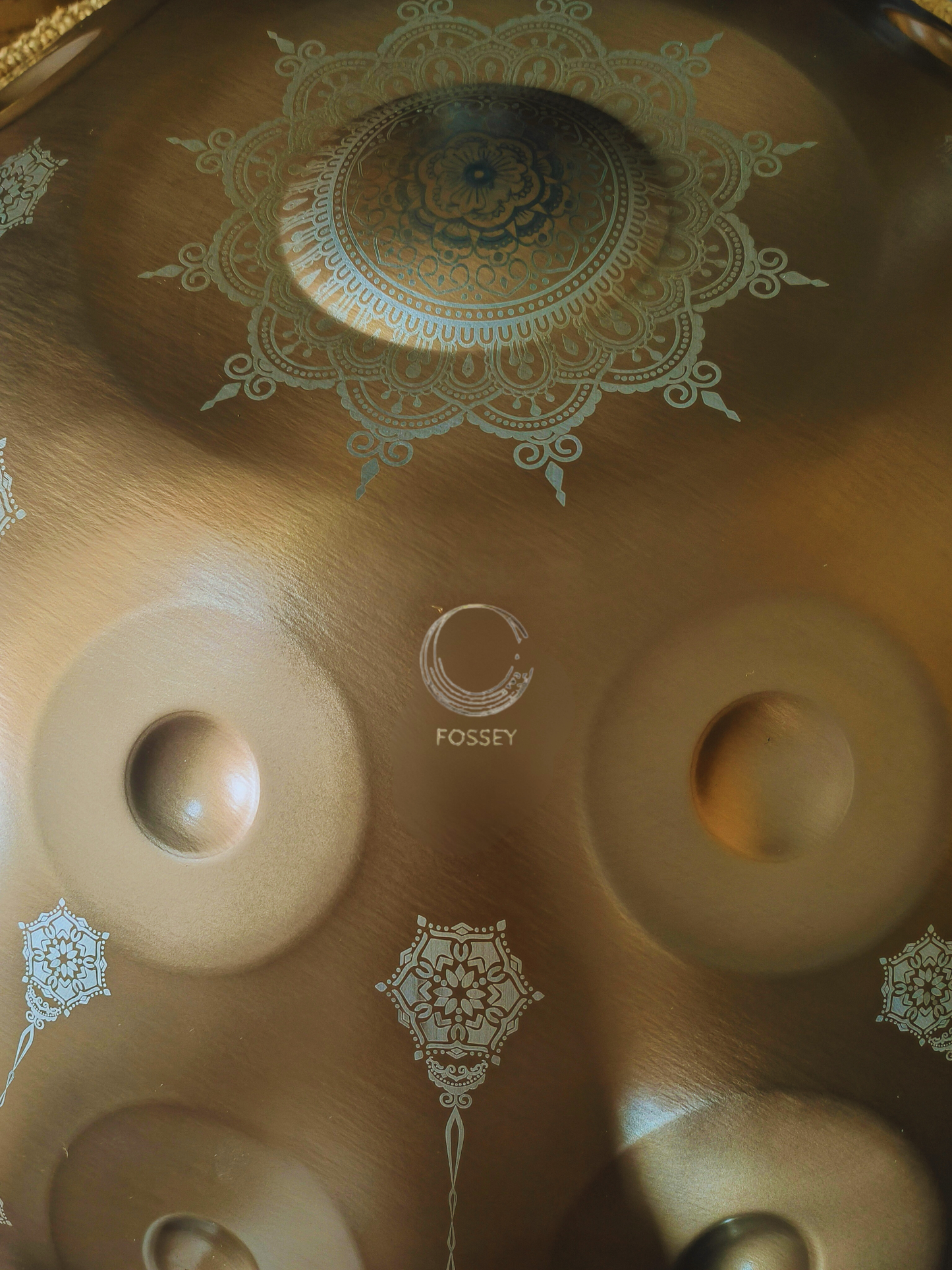 Beautiful Gold Yantra Mandala Fossey Handpan from handpansounds.com