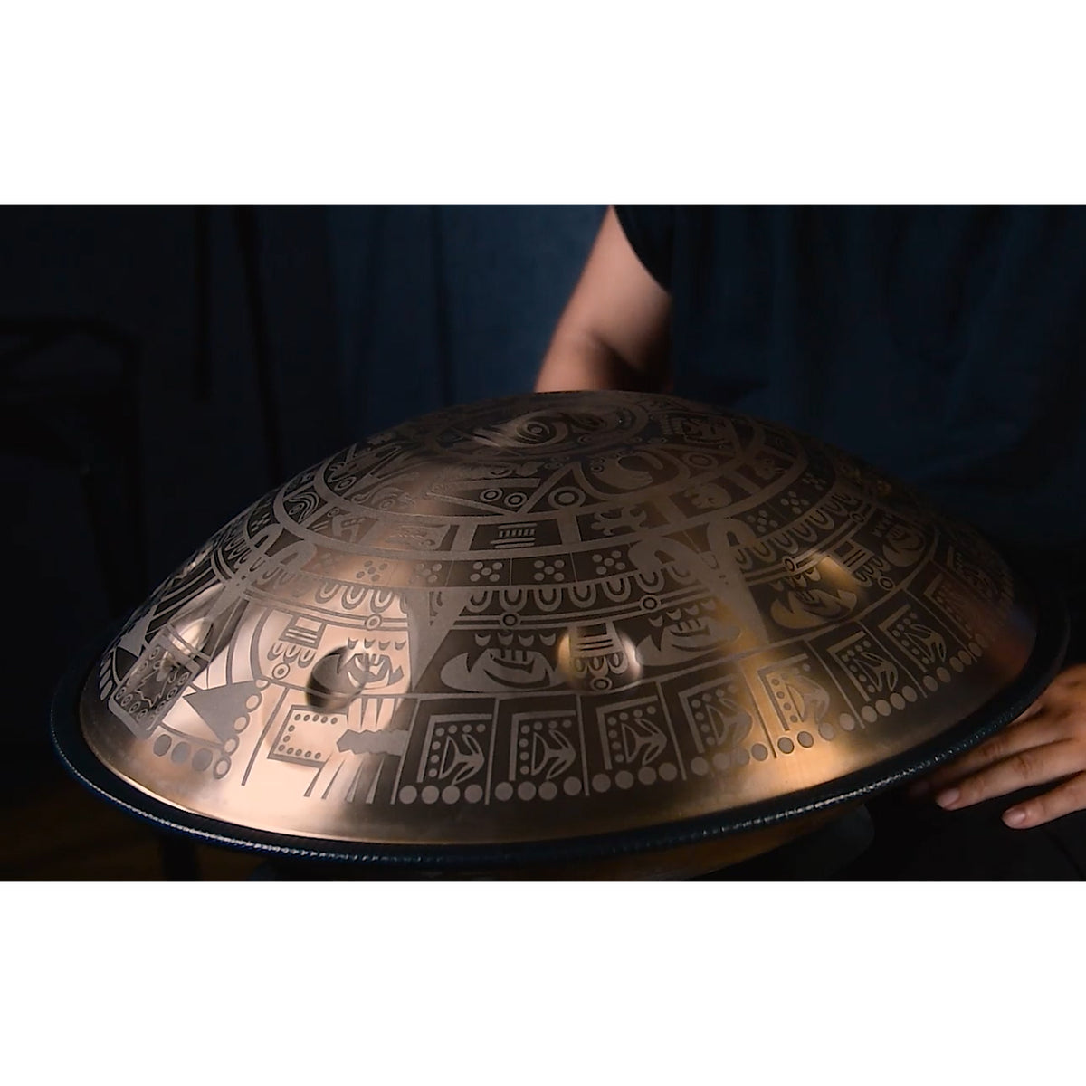 Gold Pyramid Fossey Handpan, D Kurd 14-Note | 440 or 432Hz - Free International Delivery