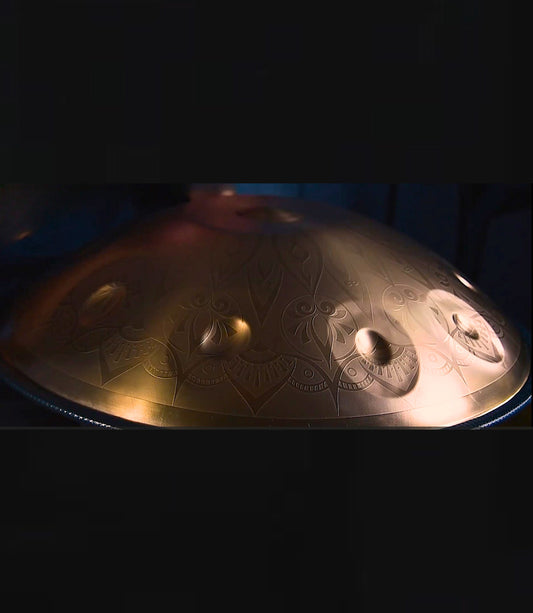 Gold Lotus Flower Handpan, D Kurd 14-Note | 440 or 432Hz - Free International Delivery
