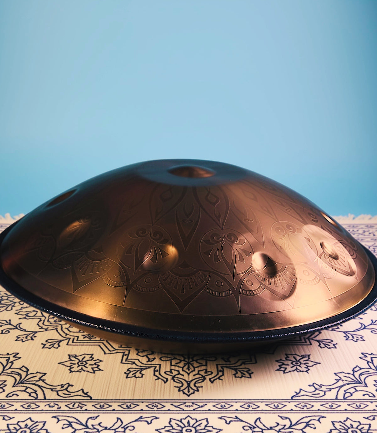 Gold Lotus Flower Handpan, D Kurd 10-Note | 440 or 432Hz - Free International Delivery