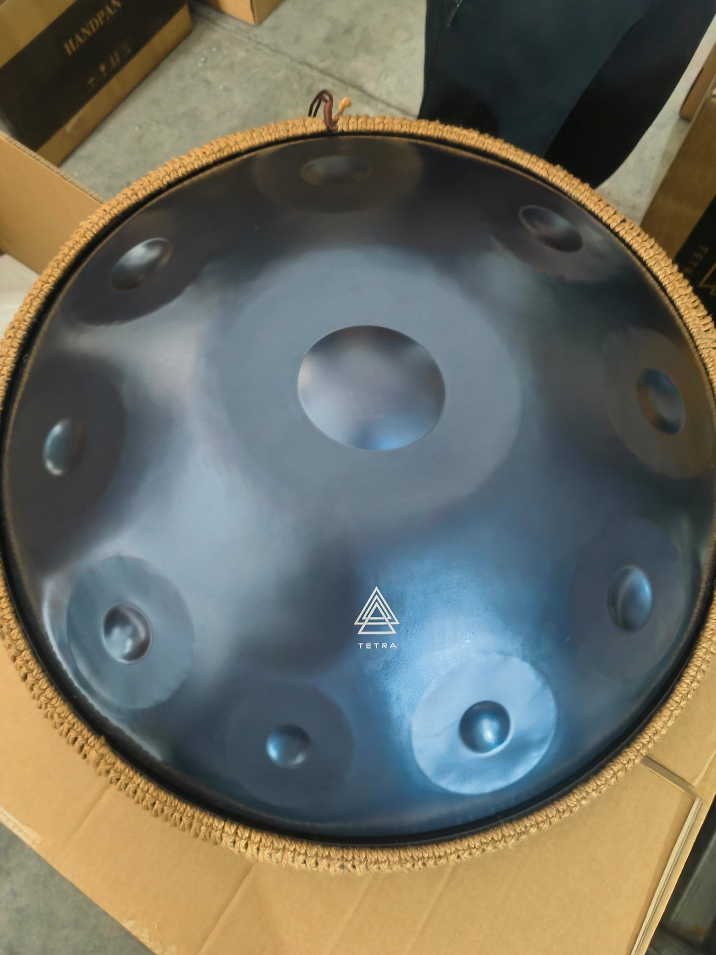 HANDPAN 10 Notes in BLACK BLUE 440 hz, 22' Hand-Tuned