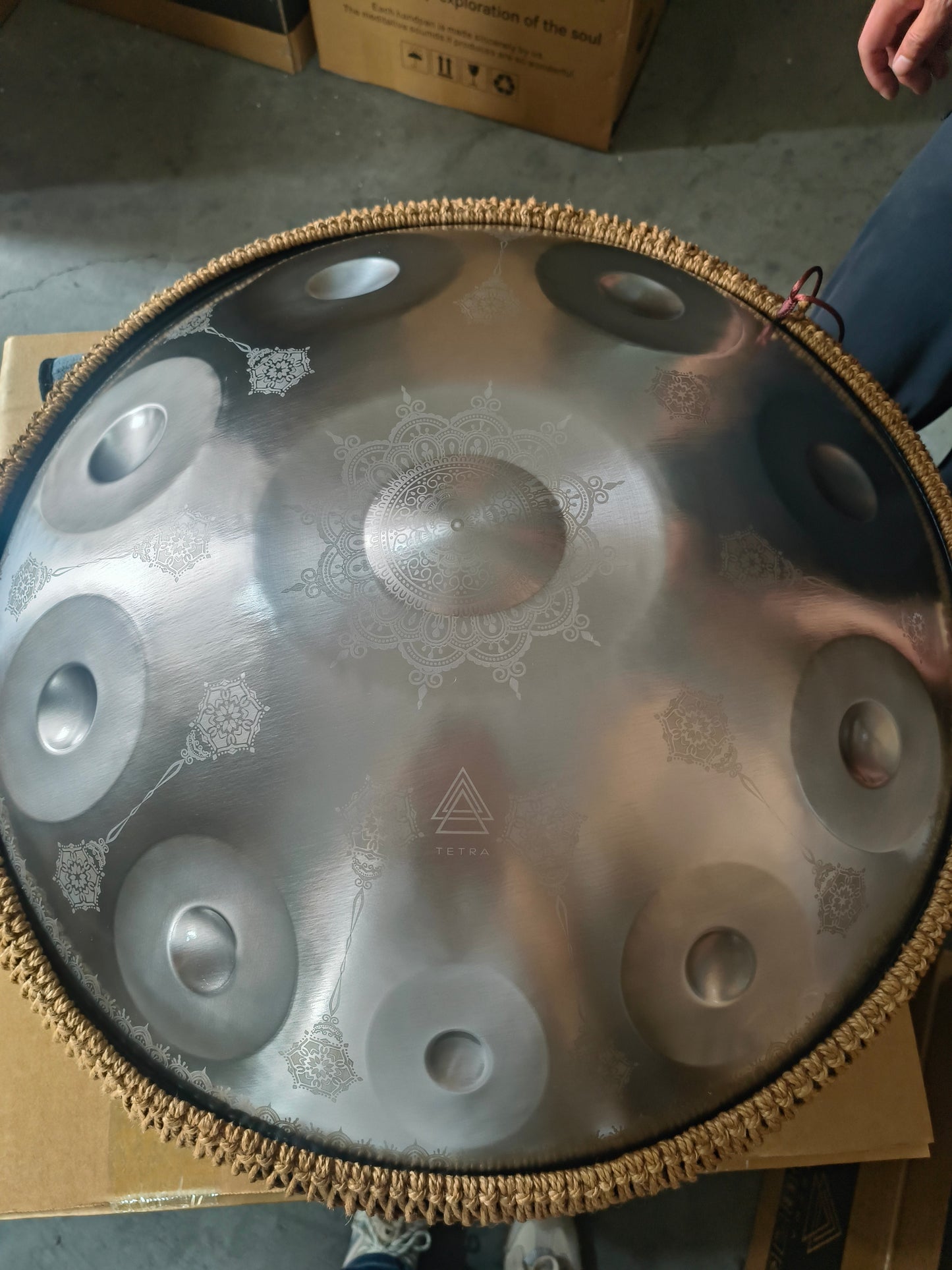 SILVER MANDELA 10 notes Handpan D Kurd 440 Hz 22' Stainless Steel