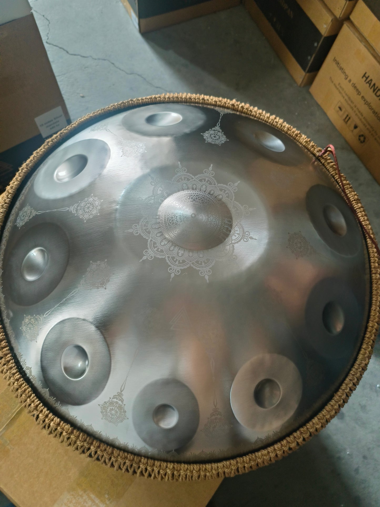 SILVER MANDELA 10 notes Handpan D Kurd 440 Hz 22' Stainless Steel