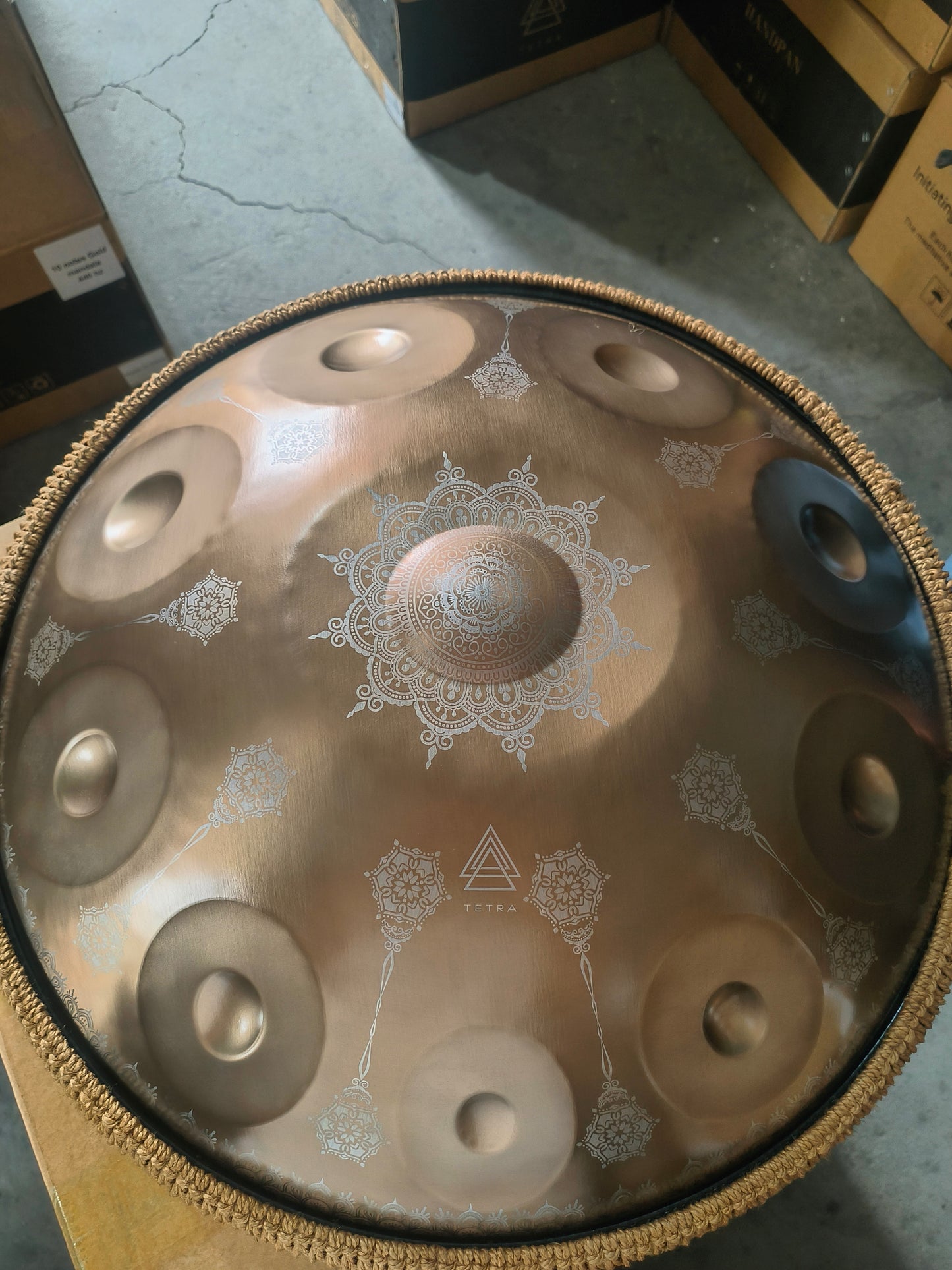 GOLD Mandala HANDPAN 10-Note D Kurd Handpan – Stainless Steel – 22" (55 cm) | Hand-Tuned for Perfect Harmony 440hz