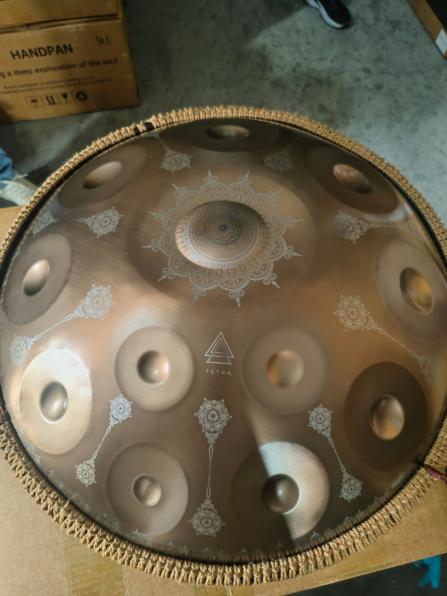 GOLD Mandala HANDPAN 10-Note D Kurd Handpan – Stainless Steel – 22" (55 cm) | Hand-Tuned for Perfect Harmony 440hz