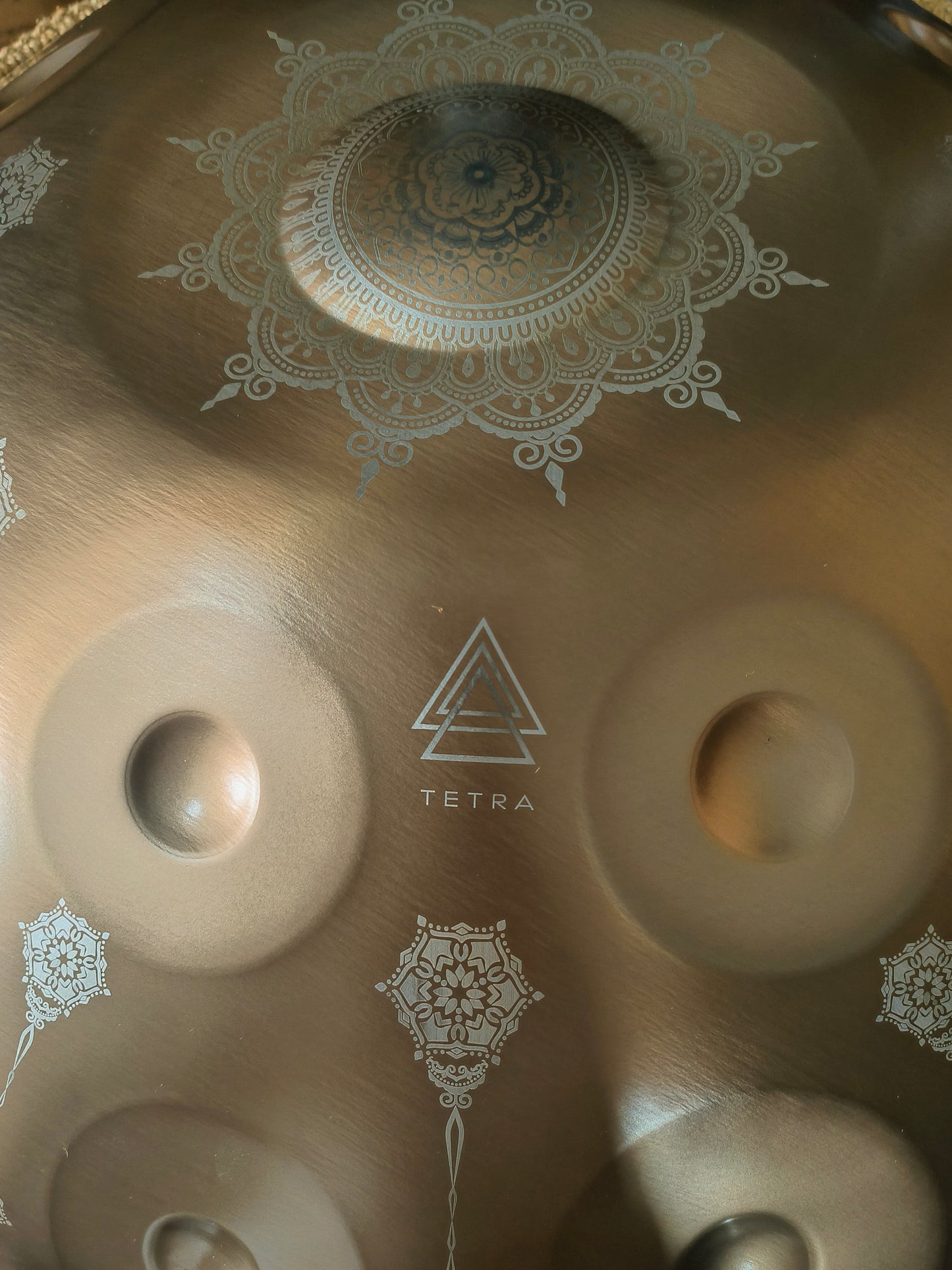 GOLD Mandala HANDPAN 10-Note D Kurd Handpan – Stainless Steel – 22" (55 cm) | Hand-Tuned for Perfect Harmony 440hz