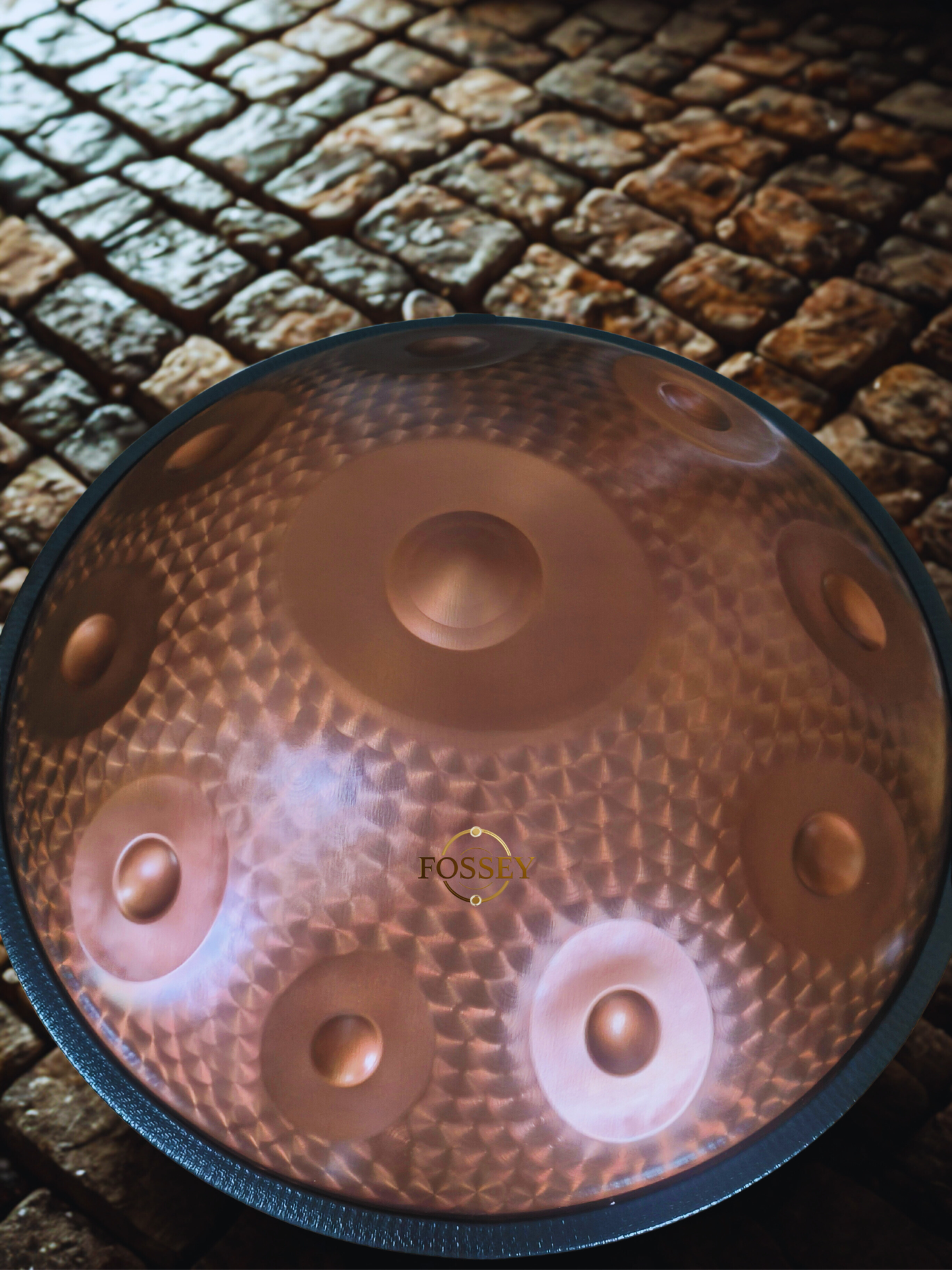 Limited Edition Copper Engraved Fossey handpan 440hz Stainless Steel 10-notes D kurd from handpansounds.com