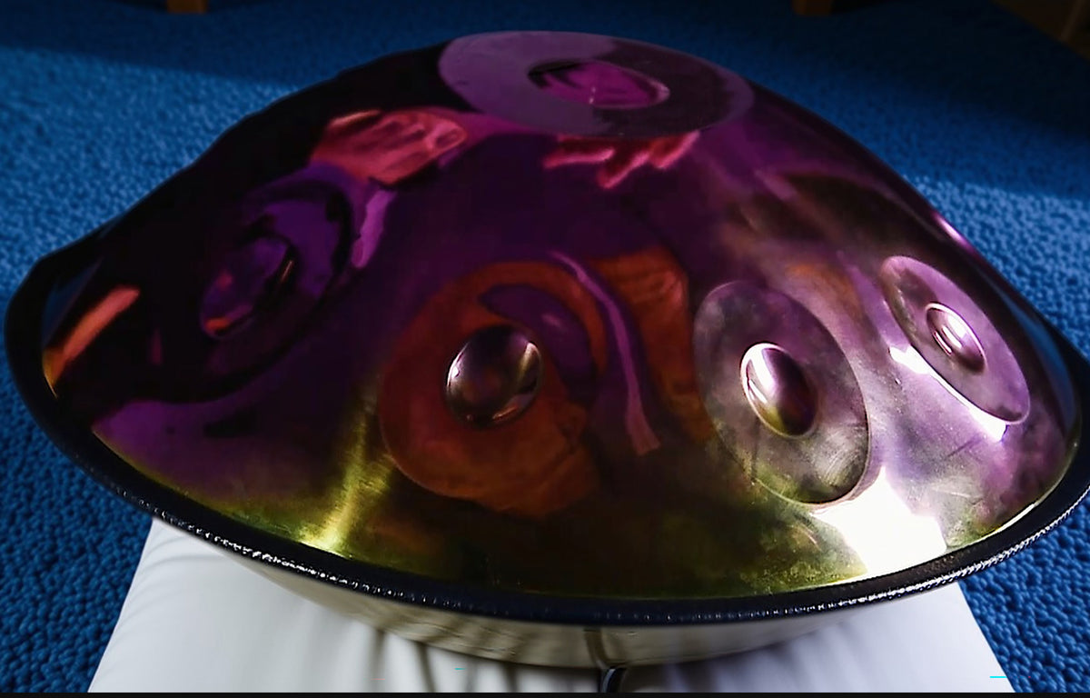 Neon Purple Handpan, D Kurd 14-Note | 440 or 432Hz - Handcrafted and Tuned