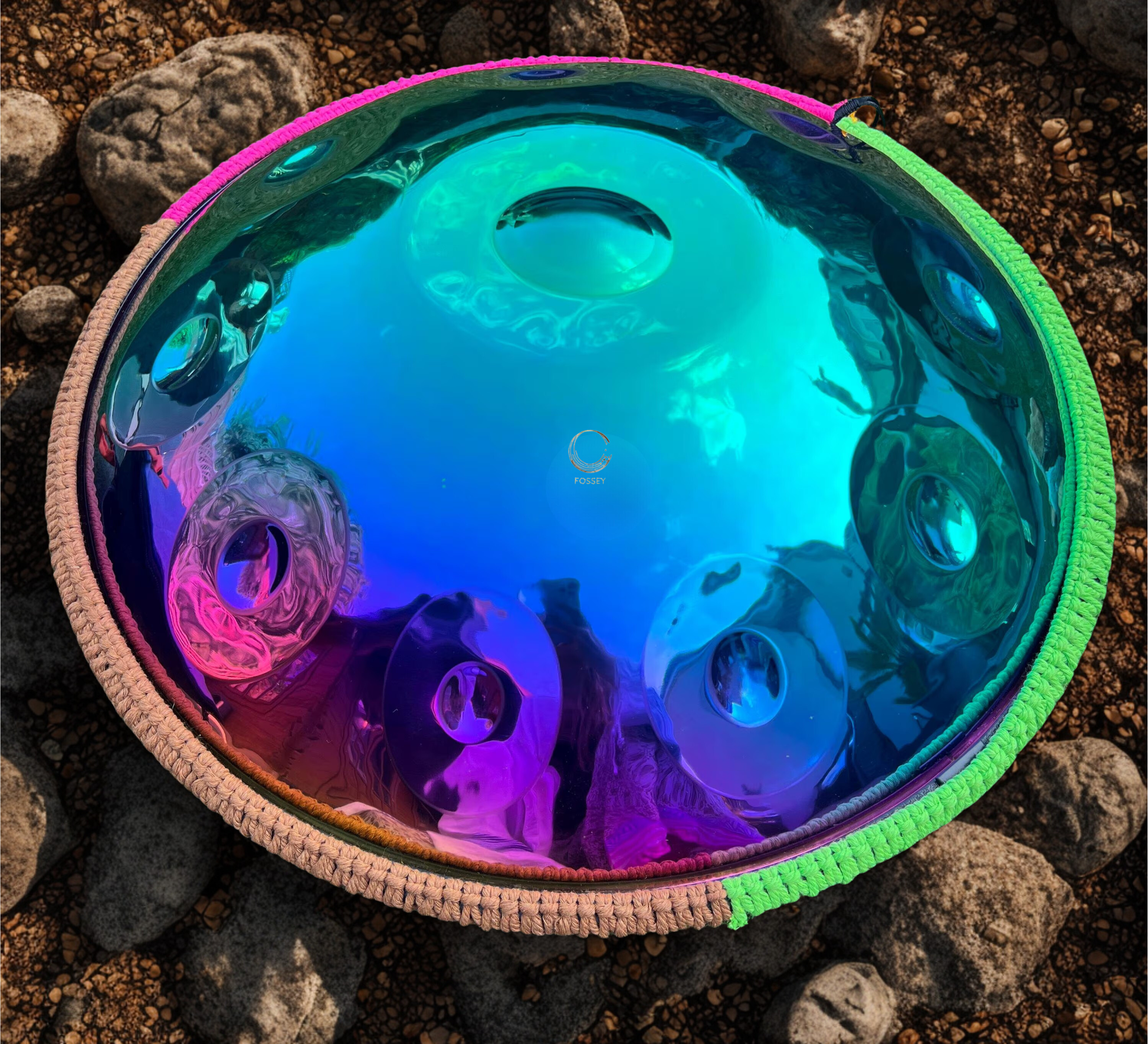 Rainbow Fossey Handpan 440hz or 432hz d kurd from handpansounds.com