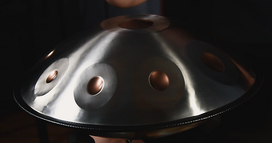 Silver Shine Golden Eye Handpan, D Kurd 14-Note | 440 or 432Hz - Handcrafted and Tuned
