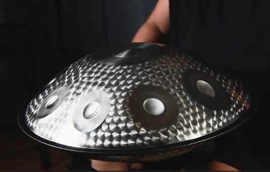 Silver Reflector, D Kurd 10-Note Fossey Hand Drum | 440 or 432Hz