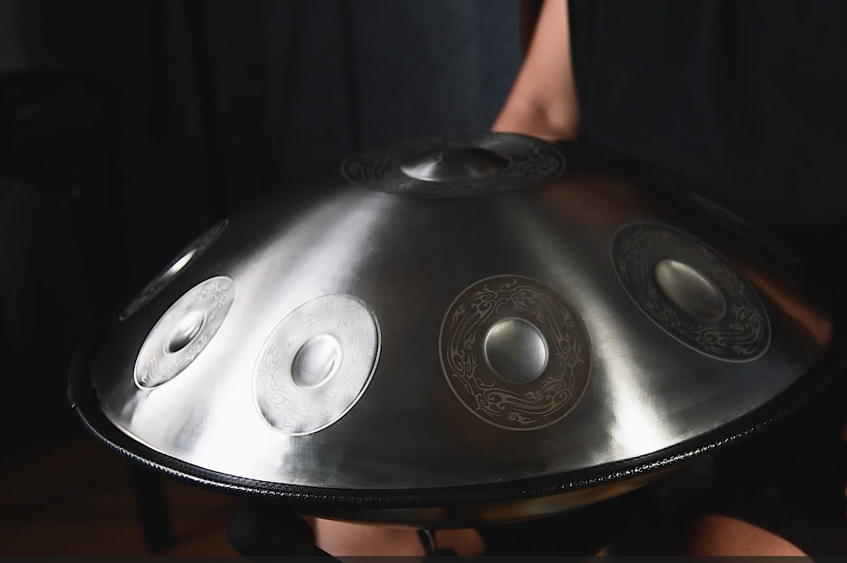 Silver Temple Handpan, D Kurd 14-Note | 440 or 432Hz - Handcrafted and Tuned