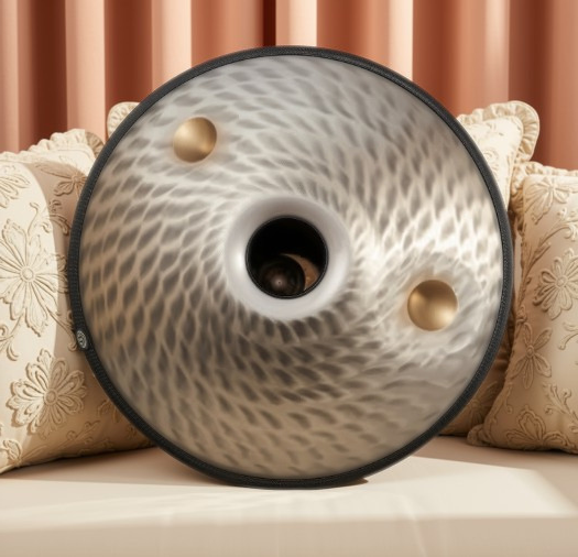 Silver Reflector - Golden Eye - limited edition , D Kurd 14-Note Fossey Hand Drum | 440 or 432Hz