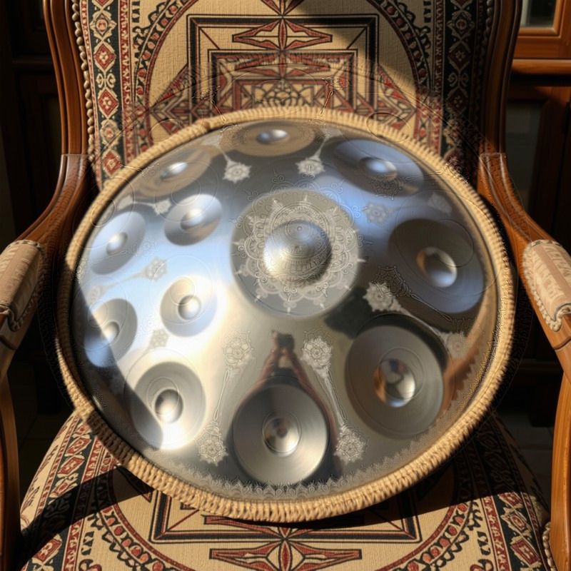 Silver Yantra Fossey Handpan - 12-Note, 440hz, D Kurd, Stainless Steel