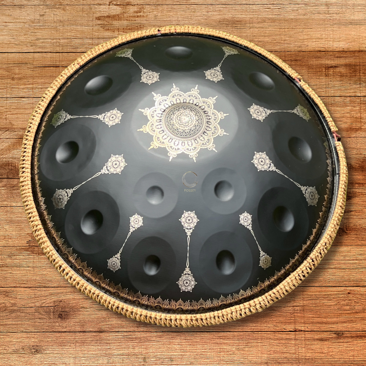 Black Yantra Handpan, 14 Notes, 440hz or 432hz, D Kurd, Stainless Steel