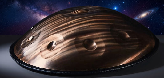 Gold Jupiter Fossey Handpan, D Kurd 10-Note | 440 or 432Hz