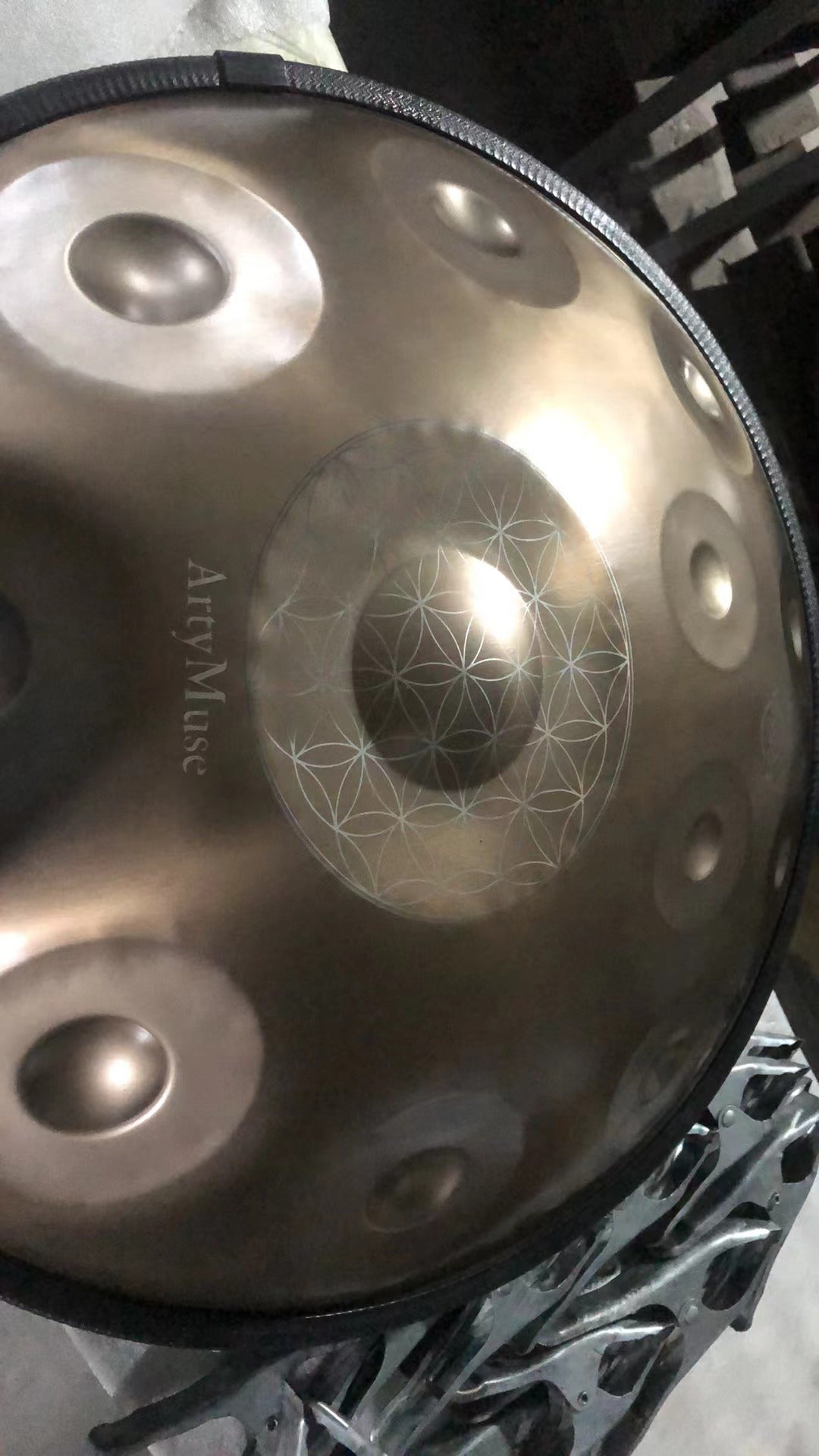 Inscribed Personalised 10-notes Fossey Handpan D Kurd 432Hz - 22' Stainless Steel, Hand-Tuned