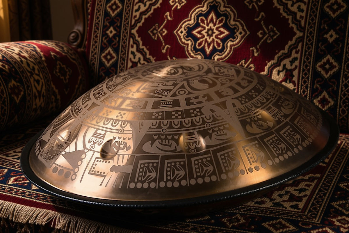 Gold Pyramid Fossey Handpan, D Kurd 14-Note | 440 or 432Hz - Free International Delivery