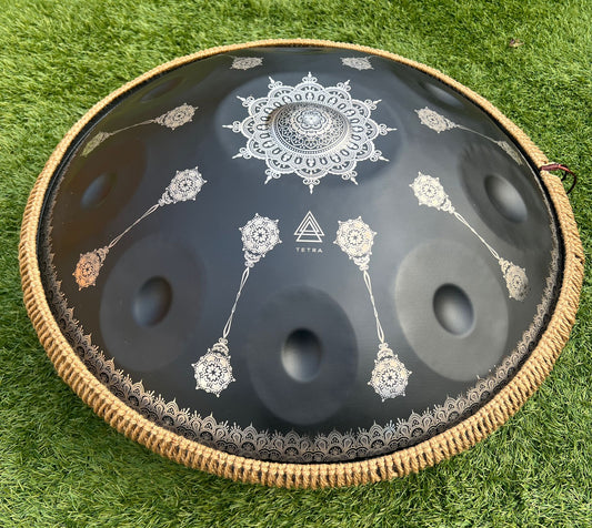 Handpan - Black Mandela - 12 notes Handpan D Kurd 440/432 Hz 22' Stainless Steel Thick MANDALA Gift  Hand-Tuned Hand Drum Beginners Advanced Healing Yoga GIFT