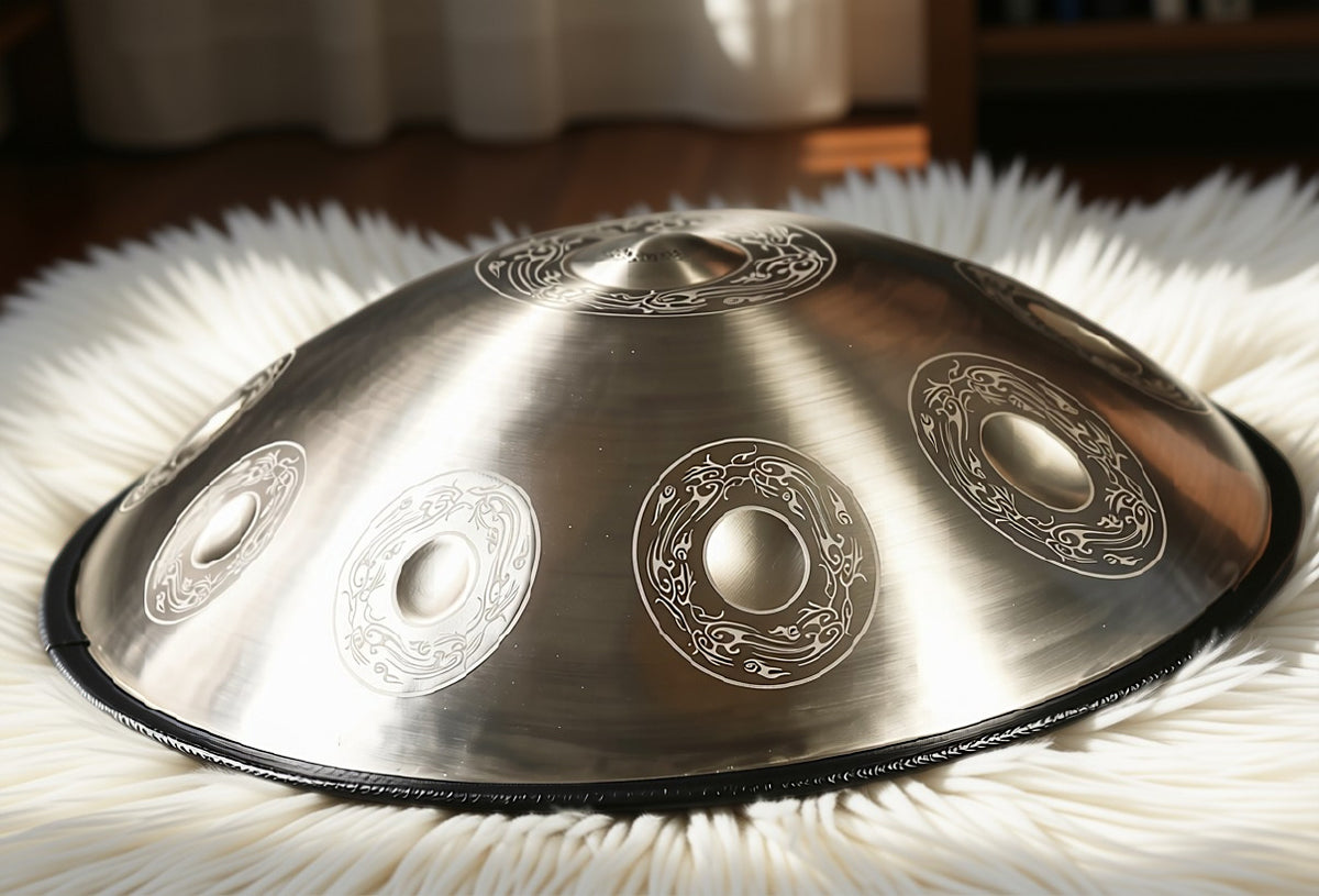 Silver Temple Handpan, D Kurd 14-Note | 440 or 432Hz - Handcrafted and Tuned