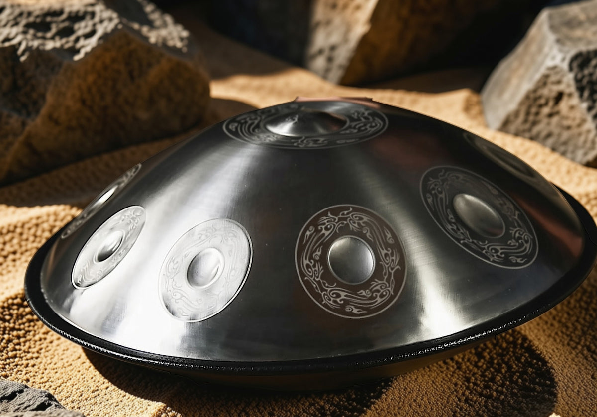 Silver Temple Handpan, D Kurd 14-Note | 440 or 432Hz - Handcrafted and Tuned