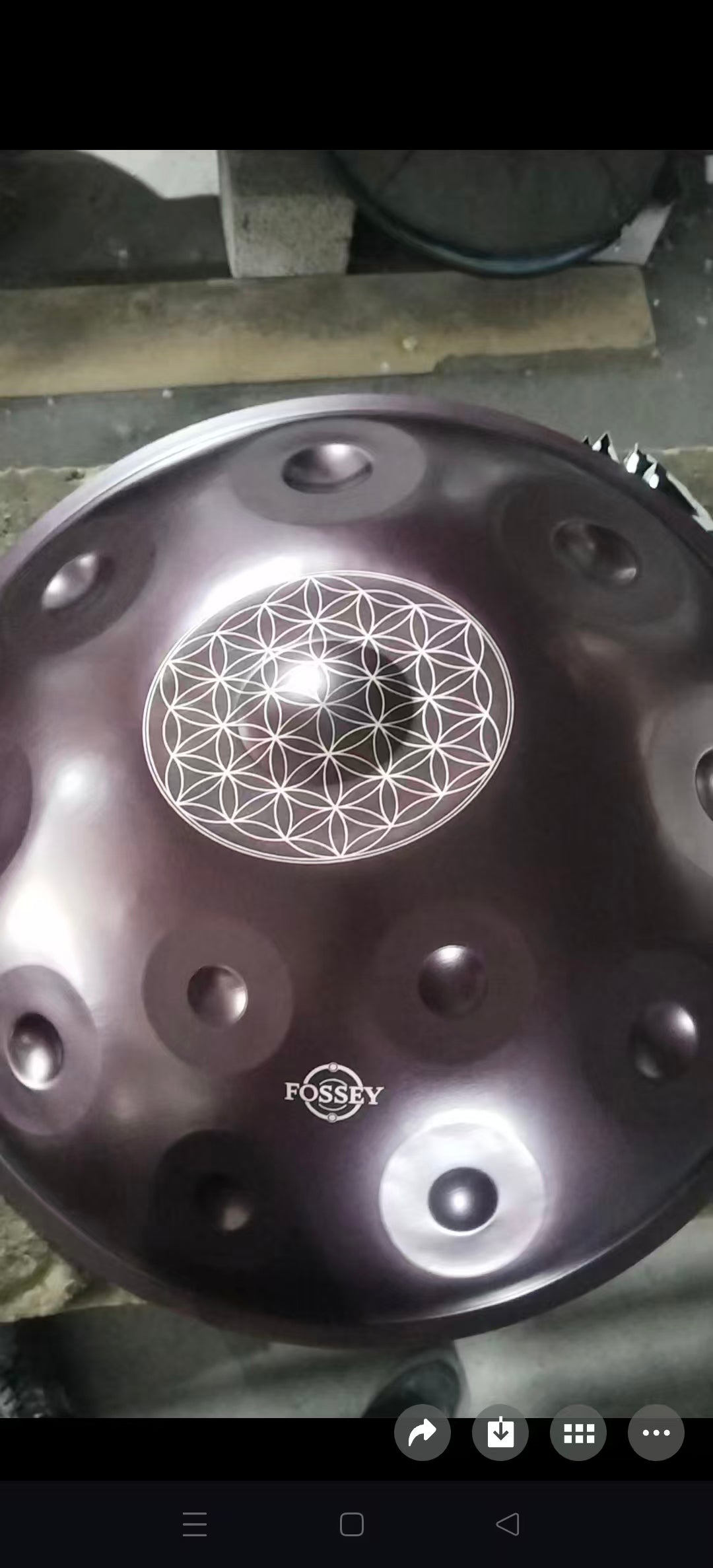 Flower of Life Purple Fossey Handpan - 12-Note, 432hz, D Kurd, Stainless Steel