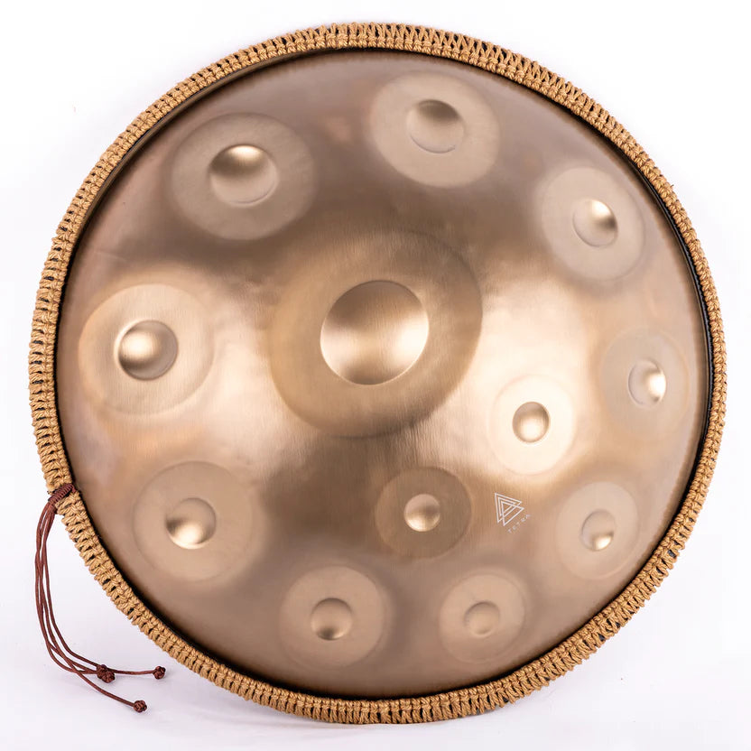 Gold Handpan, 14 Notes, 440hz or 432hz, D Kurd, Stainless Steel