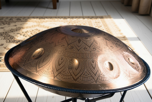 Gold Mantra Handpan, D Kurd 10-Note | 440 or 432Hz - Free International Delivery
