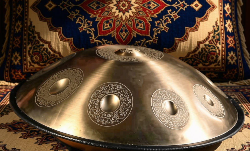 Gold Temple Handpan, D Kurd 14-Note | 440 or 432Hz - Free International Delivery