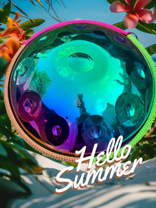 Handpan Drum 10 Notes | Rainbow Steel Tongue Drum | 440Hz Stainless | D Kurd