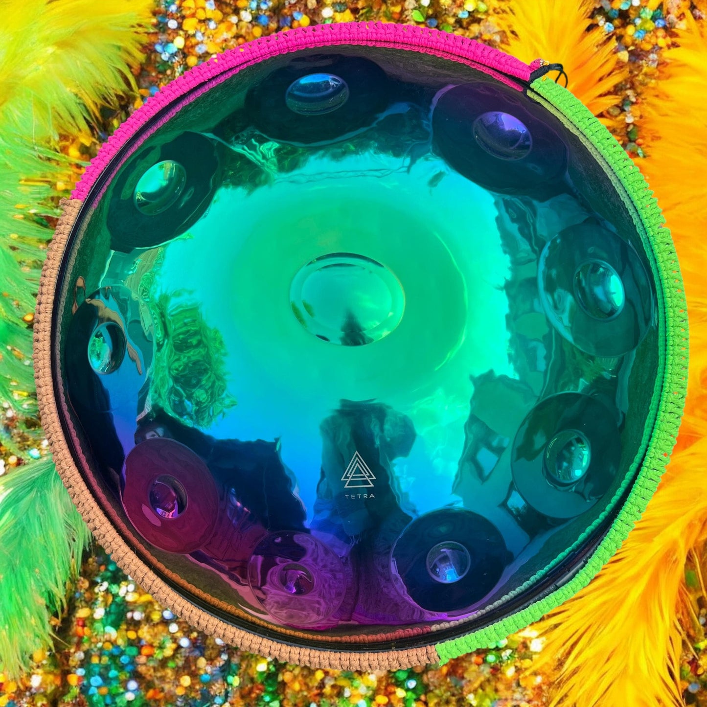 Handpan Drum 10 Notes | Rainbow Steel Tongue Drum | 440Hz Stainless | D Kurd