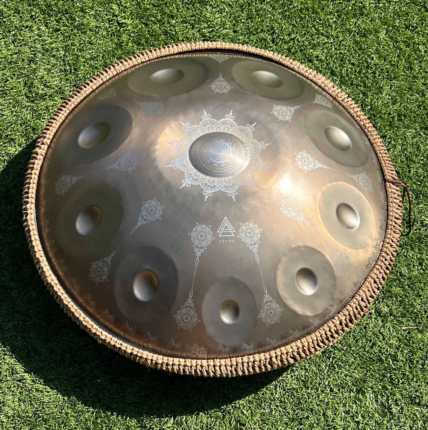 GOLD Mandala HANDPAN 10-Note D Kurd Handpan – Stainless Steel – 22" (55 cm) | Hand-Tuned for Perfect Harmony 440hz