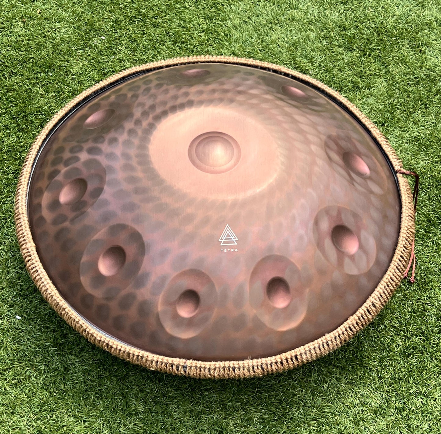 Rose Gold/Bronze HANDPAN – 10 Notes | 432Hz | Stainless Steel | Triple Ding | Color-Shifting Engraved Drum | Handcrafted & Tuned