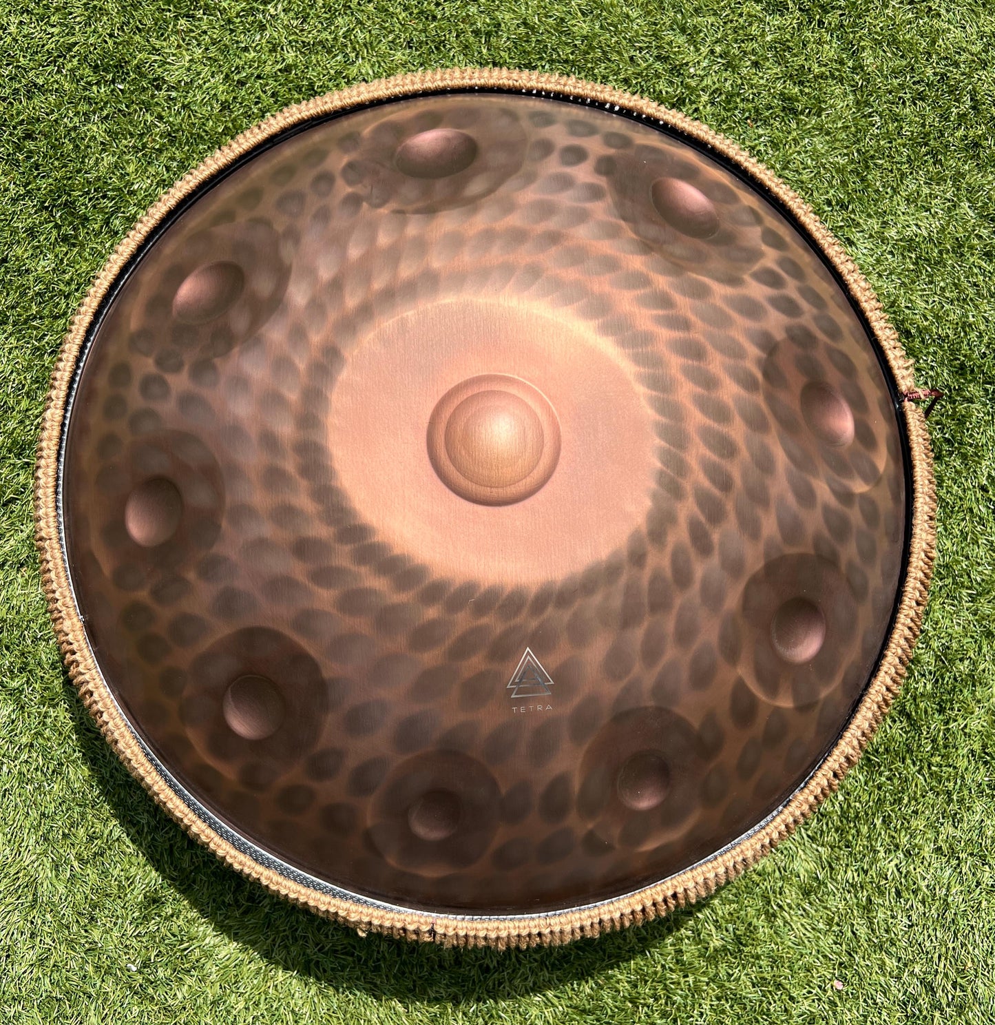 Rose Gold/Bronze HANDPAN – 10 Notes | 432Hz | Stainless Steel | Triple Ding | Color-Shifting Engraved Drum | Handcrafted & Tuned